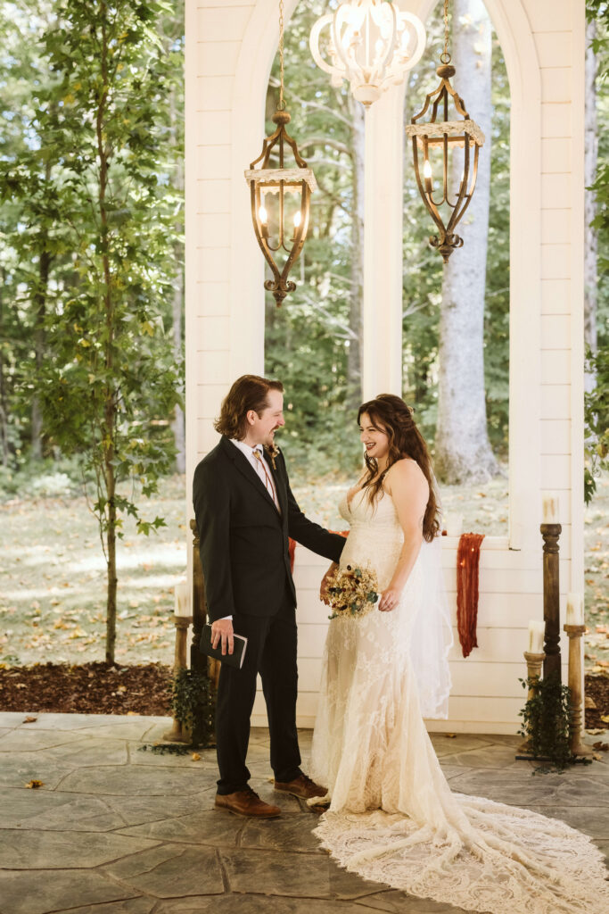 First look session with a private vow reading at the Chapel at Firefly Lane. Photo by OkCrowe Photography. 