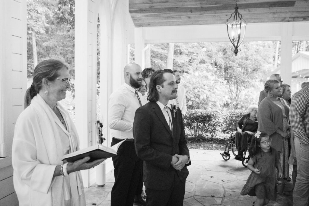 Wedding ceremony at the open-air Chapel at Firefly Lane. Photo by OkCrowe Photography.