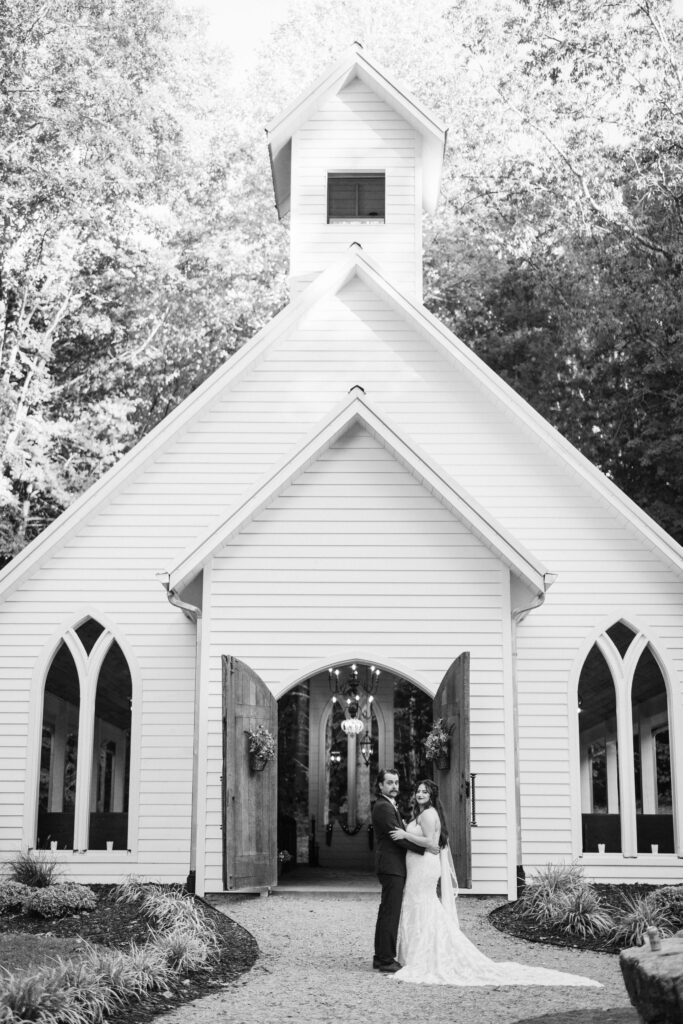 Newlywed portraits at the Chapel at Firefly Lane. Photo by OkCrowe Photography.