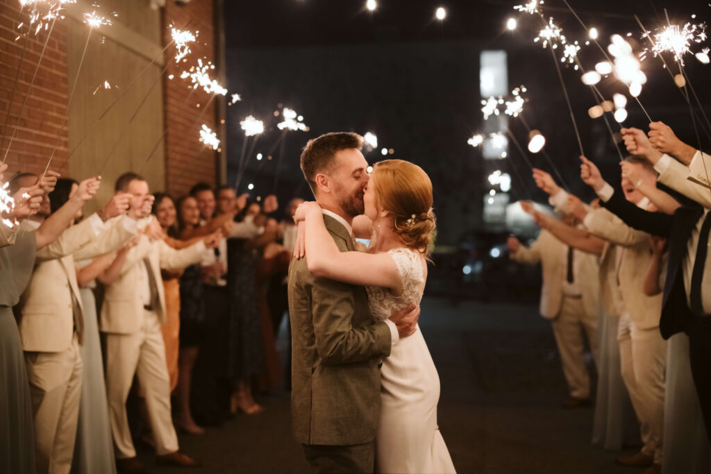 Sparkler send off at Brick South in Portland, Maine. Photo by OkCrowe Photography.