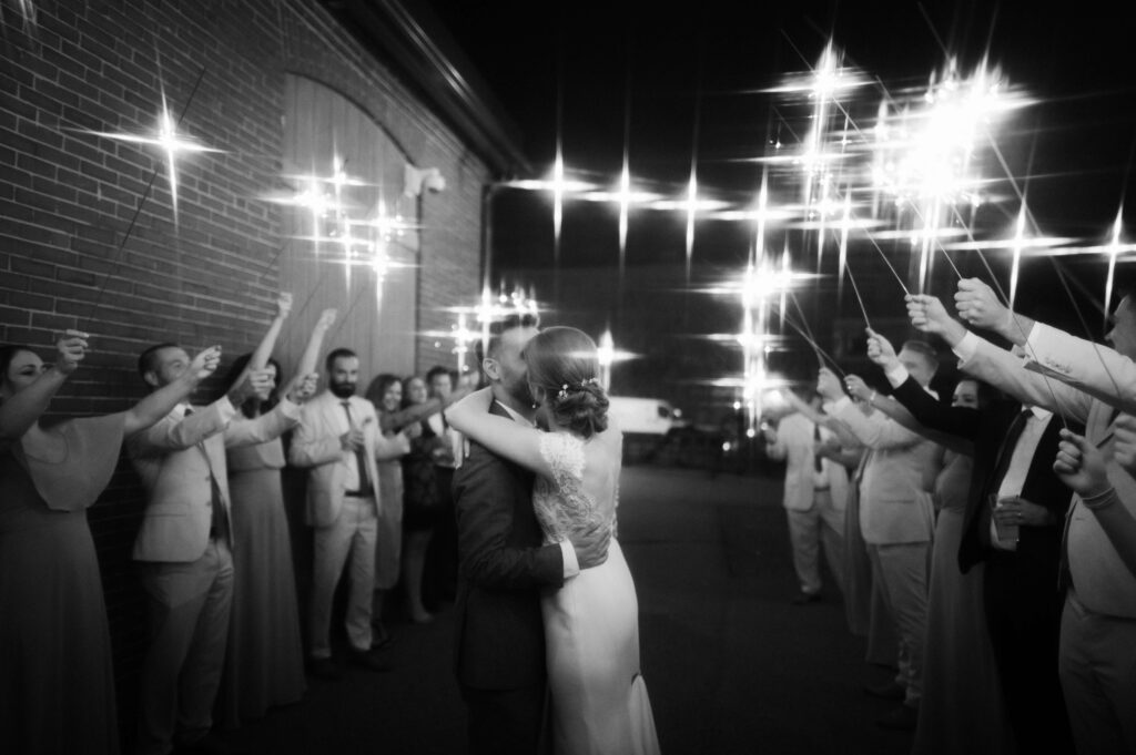 Sparkler send off at Brick South in Portland, Maine. Photo by OkCrowe Photography.