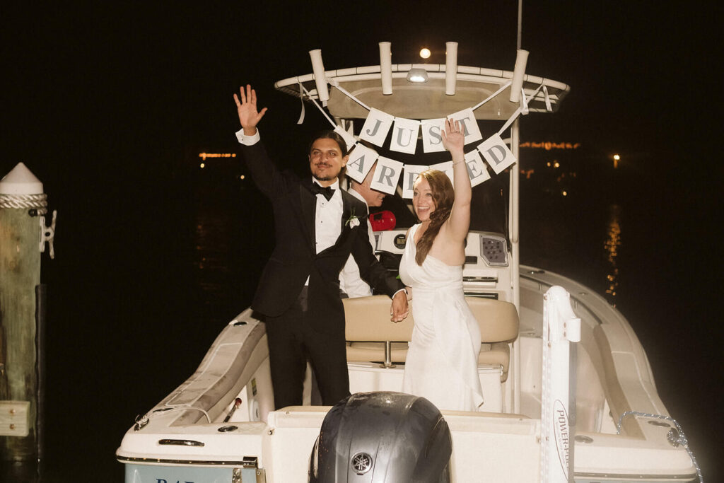 Sparkler send off to a getaway boat in Sarasota, Florida. Photo by OkCrowe Photography.