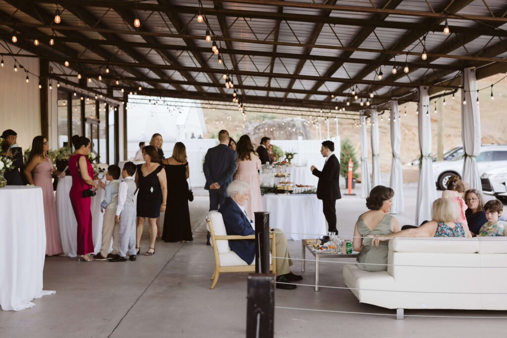 Cocktail hour in North Georgia venue. Photo by OkCrowe Photography.