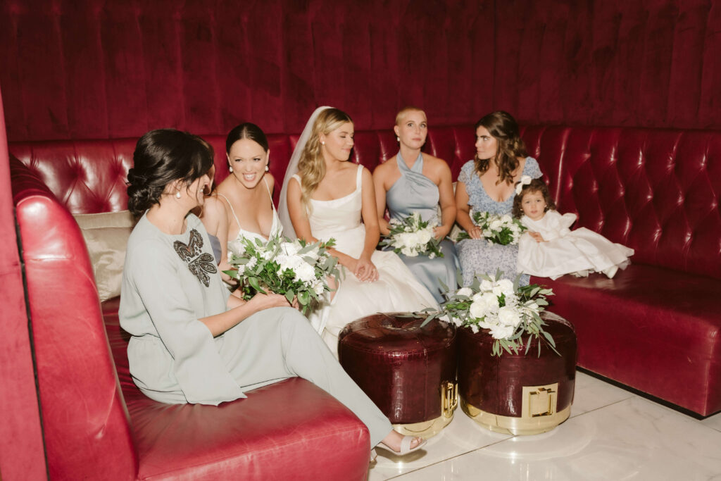 Bride and bridesmaids at the Read House in Chattanooga. Photo by OkCrowe Photography. 