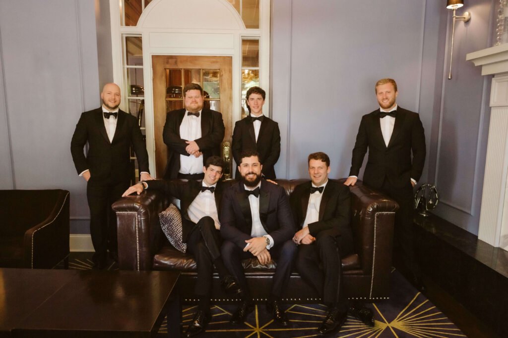 Groom and groomsmen at the Read House in Chattanooga. Photo by OkCrowe Photography. 