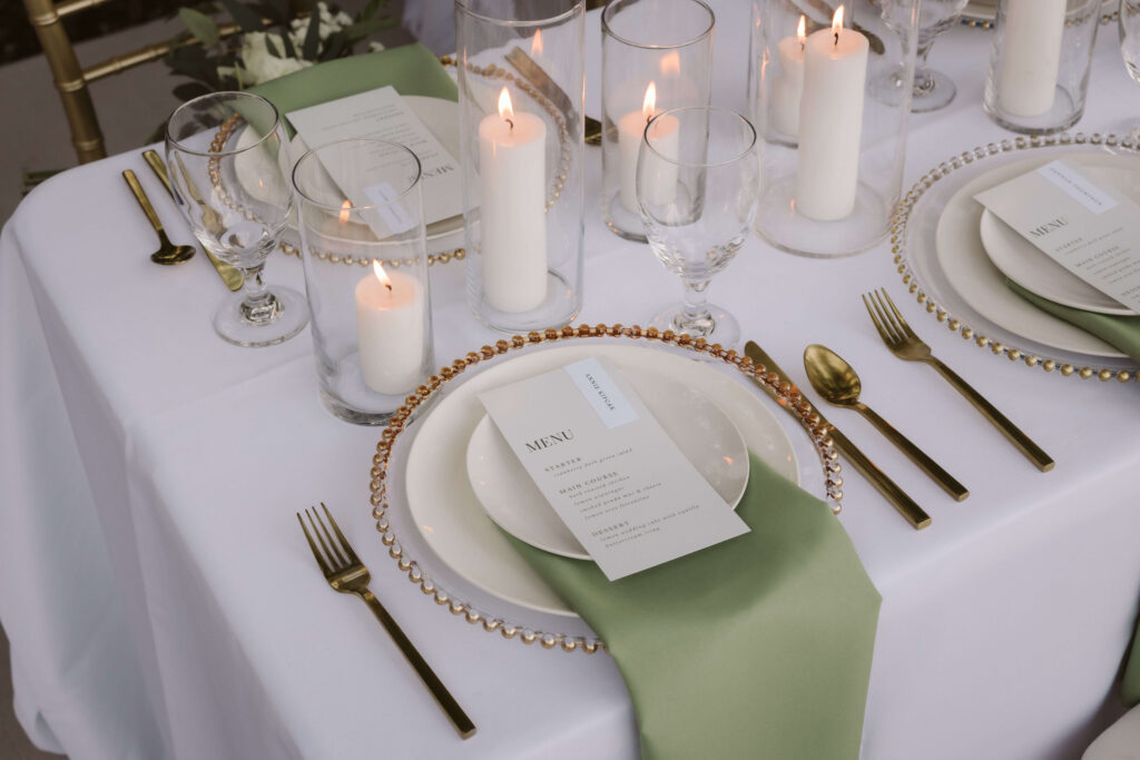 Elegant European-style wedding details in a North Georgia venue. Photo by OkCrowe Photography.