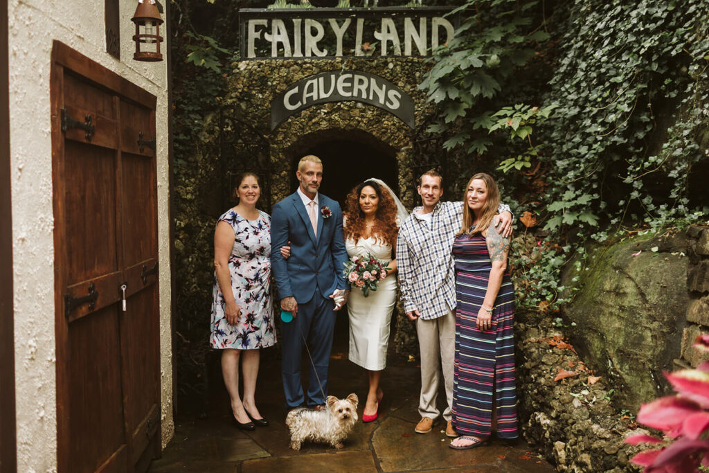 Pet-friendly elopement at Rock City Gardens in Chattanooga. Photo by OkCrowe Photography. 