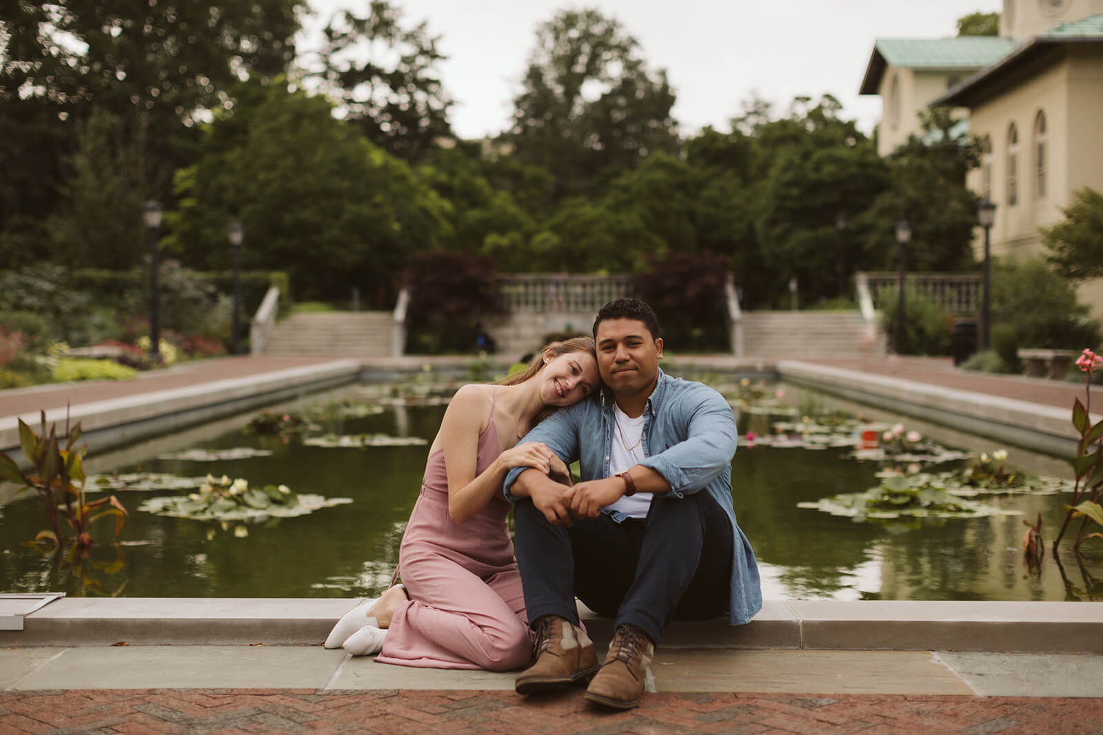 Styled engagement shoot at the Brooklyn Botanic Gardens in Prospect Park, New York City. Photo by OkCrowe Photography.