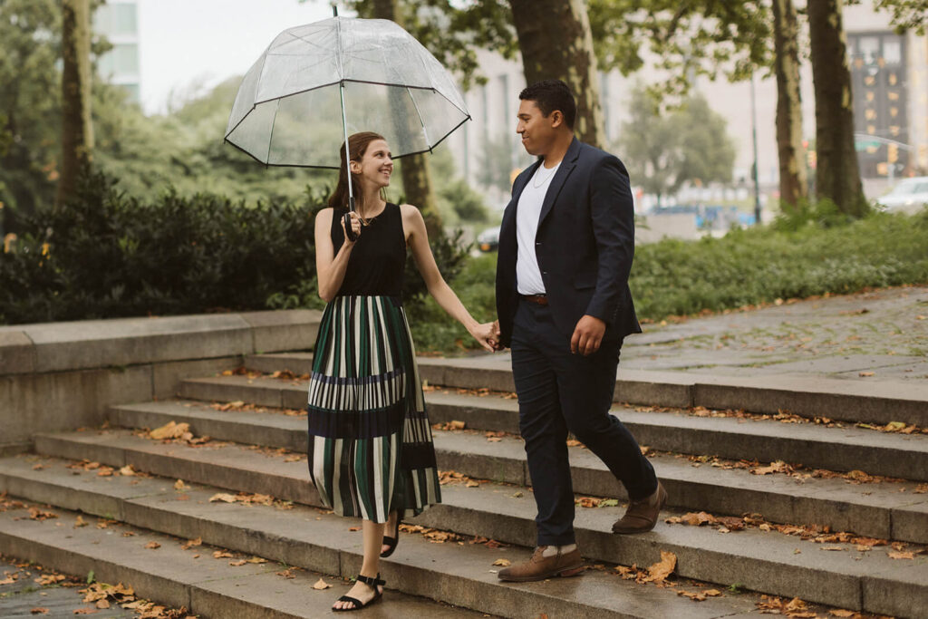 Styled engagement shoot near Prospect Park in Brooklyn, New York City. Photo by OkCrowe Photography.