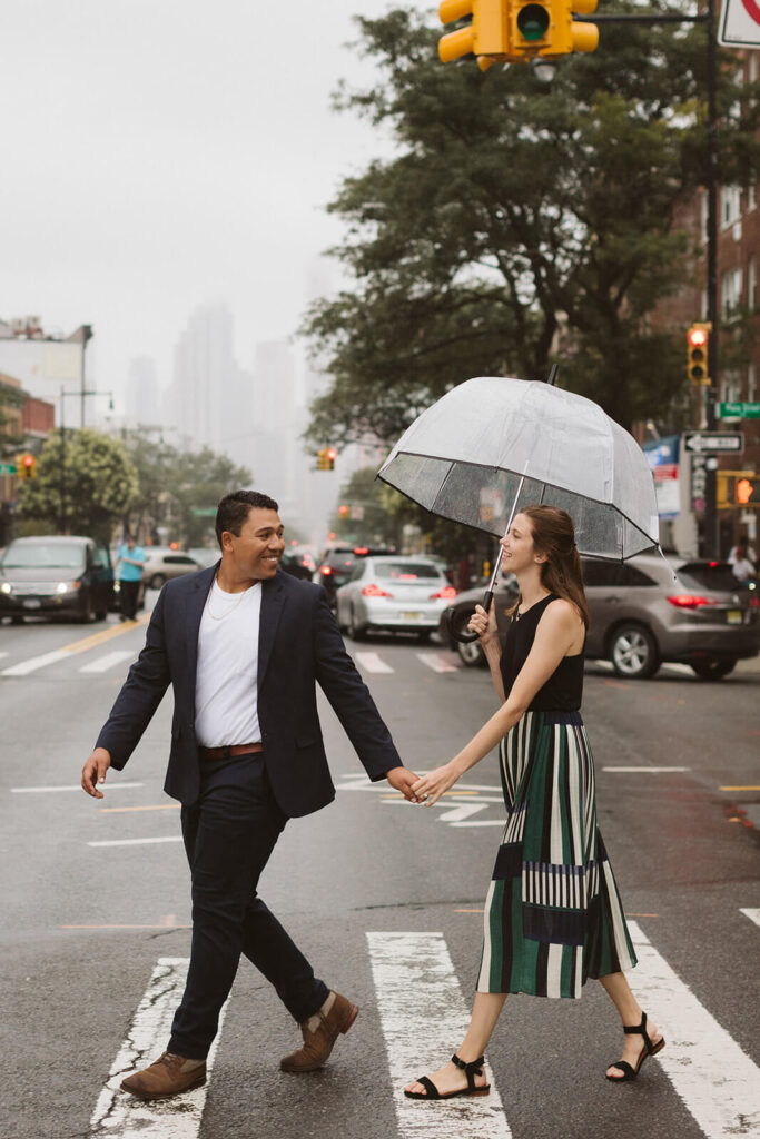 Styled engagement shoot near Prospect Park in Brooklyn, New York City. Photo by OkCrowe Photography.