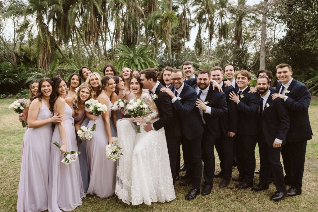 Wedding party portraits at the Marie Selby Botanic Gardens in Sarasota, Florida. Photo by OkCrowe Photography.