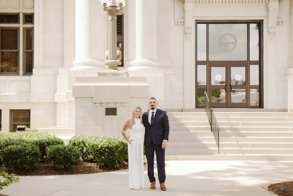 Newlywed photos after an elopement ceremony at the Hamilton County Courthouse in Chattanooga. Photo by OkCrowe Photography.