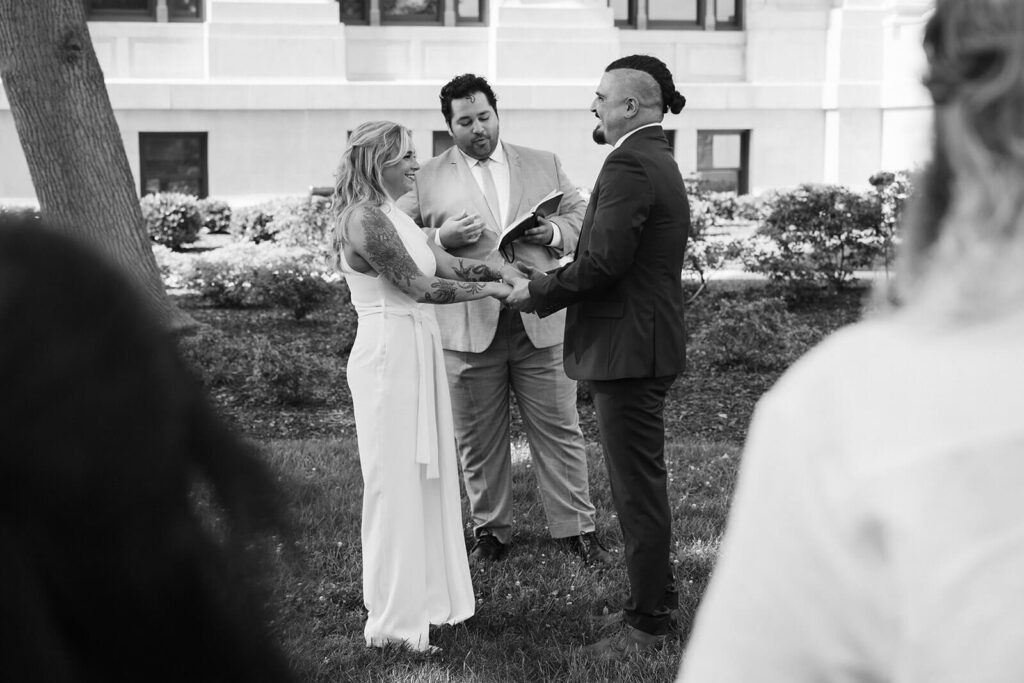 Elopement ceremony at the Hamilton County Courthouse in Chattanooga. Photo by OkCrowe Photography.