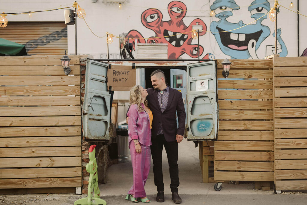 Bride and groom portraits at the Boneyard in Chattanooga. Photo by OkCrowe Photography.