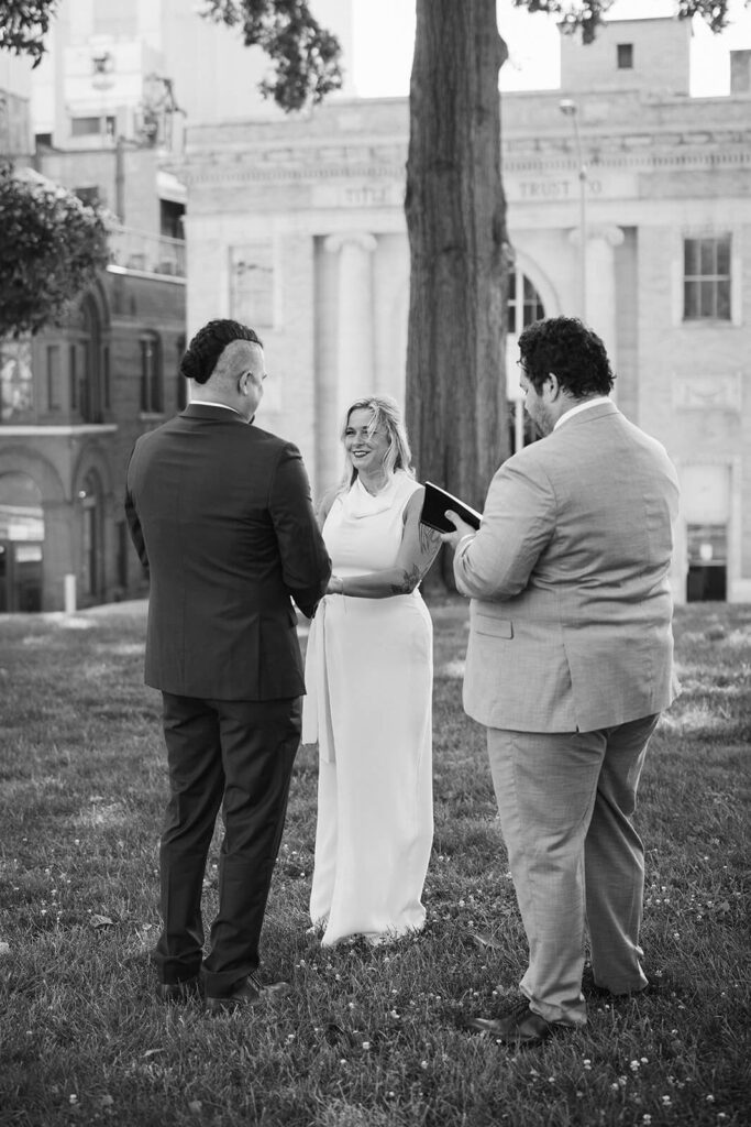 Elopement ceremony at the Hamilton County Courthouse in Chattanooga. Photo by OkCrowe Photography.