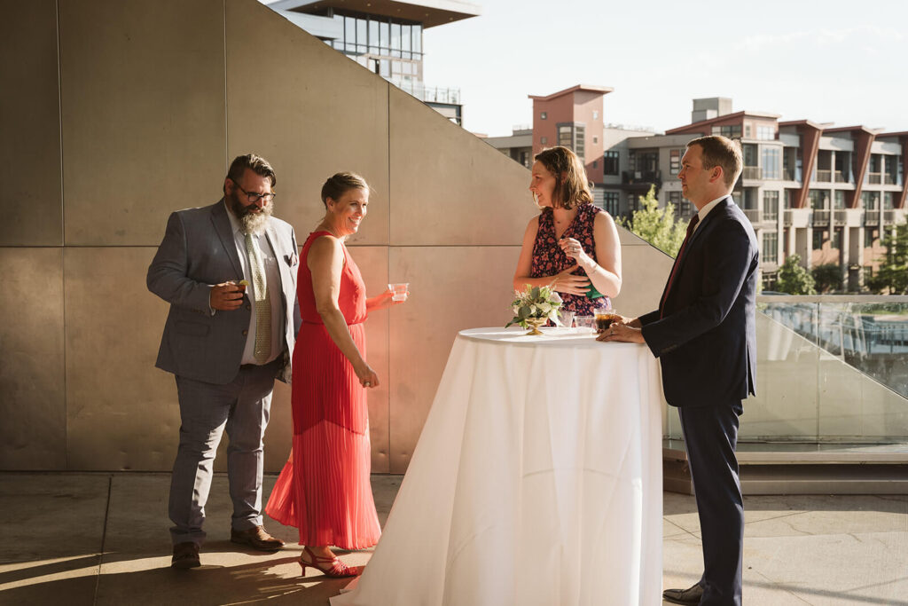 Wedding cocktail hour on the 24 Hour Terrace of the Hunter Museum in Chattanooga. Photo by OkCrowe Photography.