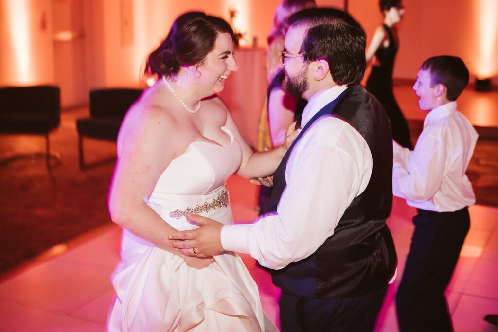 Dancefloor during a wedding reception at the Hunter Museum in Chattanooga. Photo by OkCrowe Photography. 