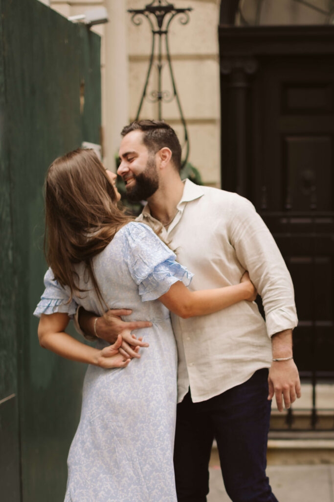 Engagement session along the streets of New York City's Upper East Side. Photo by OkCrowe Photography.