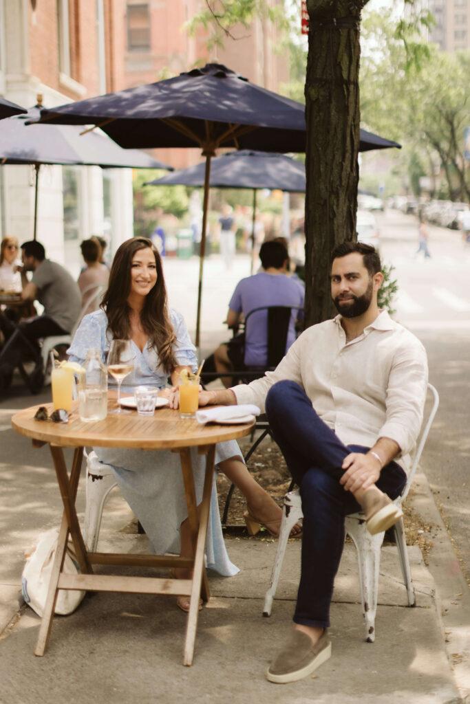 Sunday brunch engagement session at the East Pol Kitchen & Bar in New York City's Upper East Side. Photo by OkCrowe Photography. 