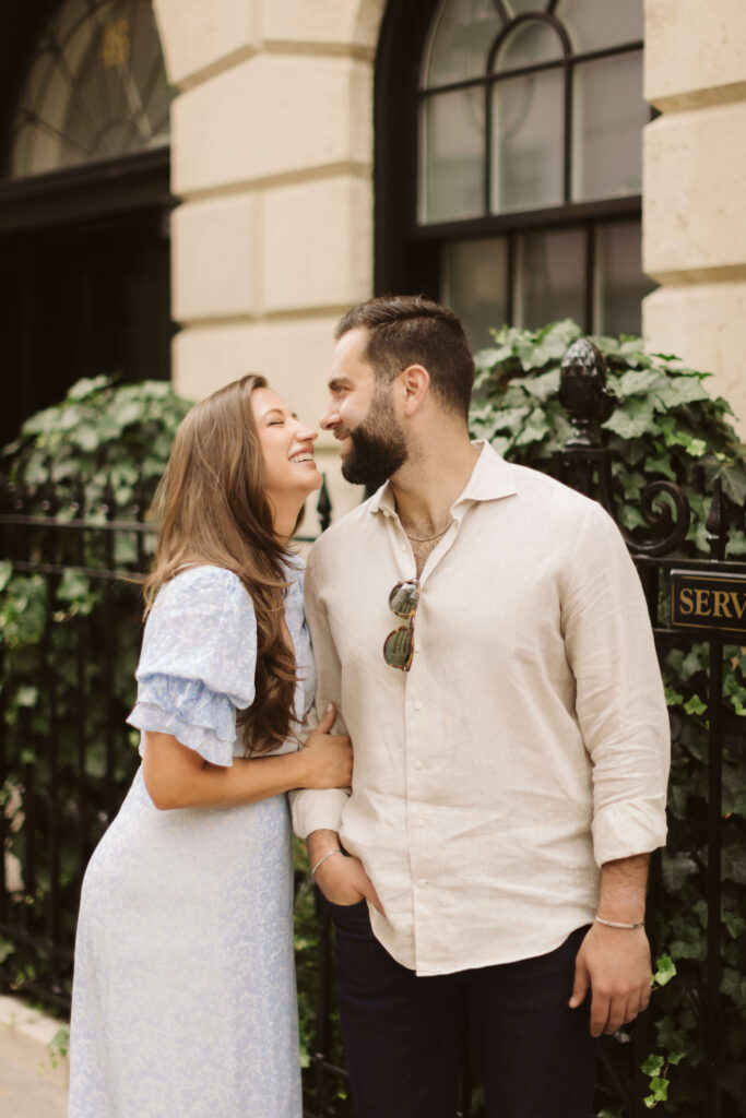 Engagement session along the streets of New York City's Upper East Side. Photo by OkCrowe Photography.
