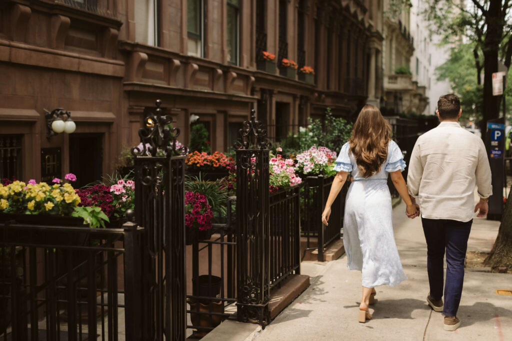 Engagement session along the streets of New York City's Upper East Side. Photo by OkCrowe Photography.