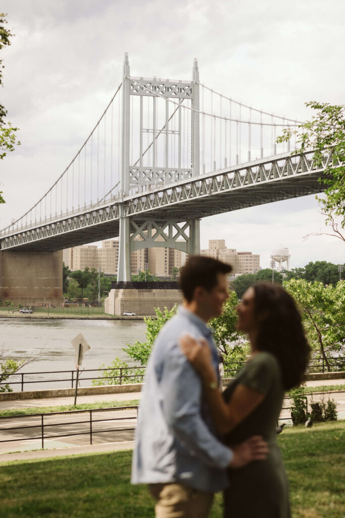A casual engagement session in Astoria Park. Photo by OkCrowe Photography.