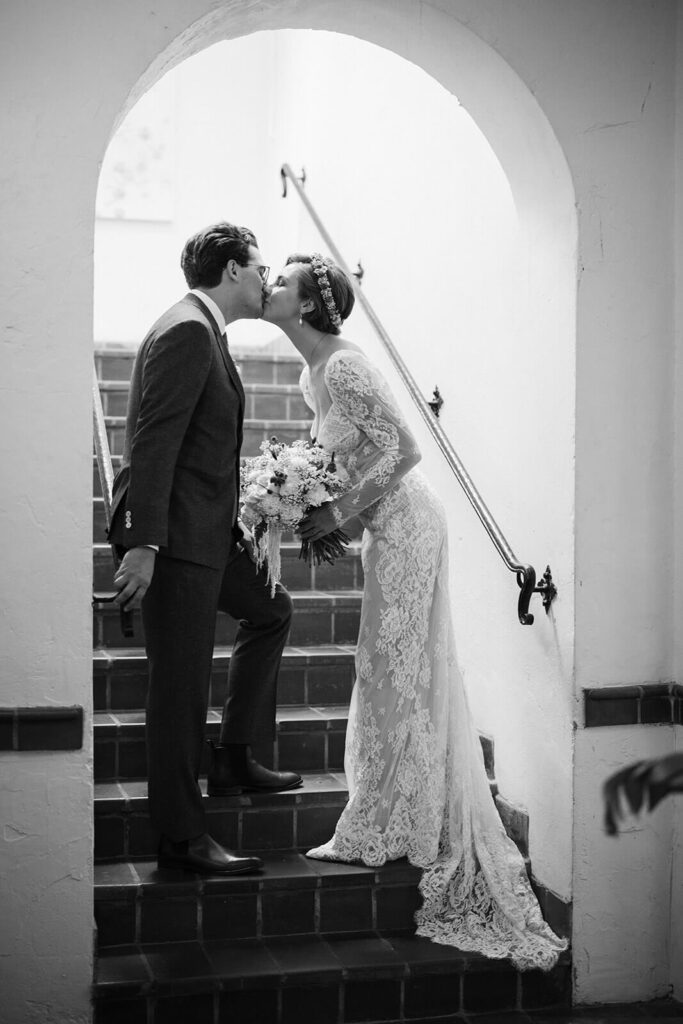 Bride and groom portraits at the Common House Chattanooga. Photo by OkCrowe Photography.