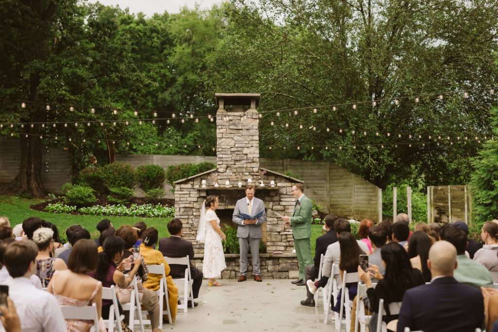 Enchanted garden ceremony at the Venue Chattanooga. Photo by OkCrowe Photography.