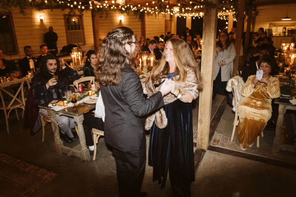 Wedding reception at Oakleaf Cottage. Photo by OkCrowe Photography.