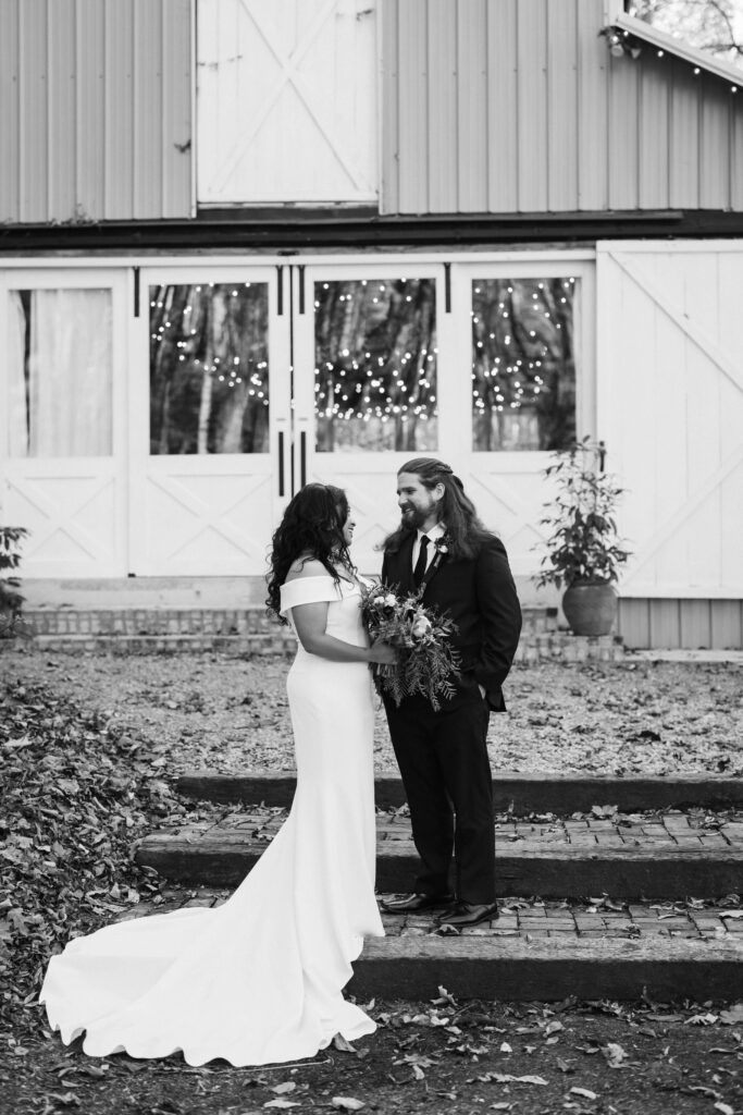 Bride and groom portraits at Oakleaf Cottage. Photo by OkCrowe Photography.