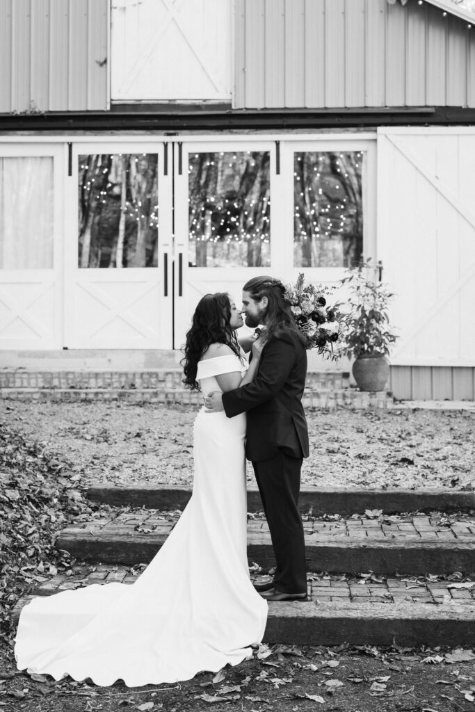 Bride and groom portraits at Oakleaf Cottage. Photo by OkCrowe Photography.