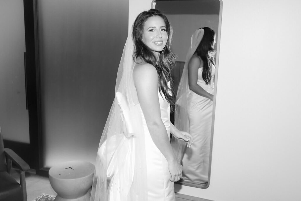Bride getting ready for a modern but classic wedding at Parkside Hall in Chattanooga. Photo by OkCrowe Photography.