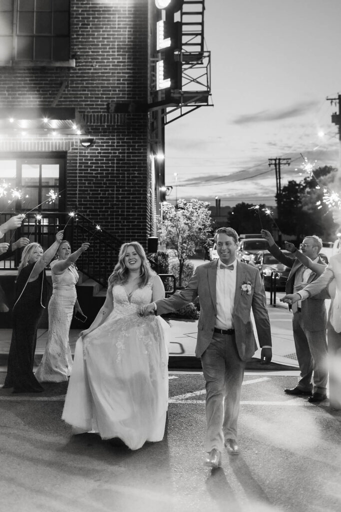 Sparkler send off outside of the Turnbull Building in Chattanooga. Photo by OkCrowe Photography.