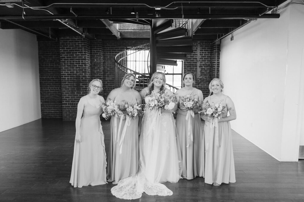 Wedding party portraits in the Turnbull Building in Chattanooga. Photo by OkCrowe Photography.