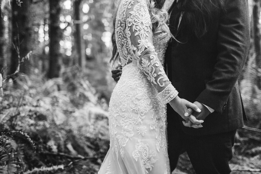Newlywed portraits in Ecola Park in Cannon Beach, Oregon. Photo by OkCrowe Photography.