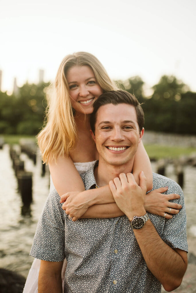 Outdoor engagement session in DUMBO section of Brooklyn. Photo by OkCrowe Photography.