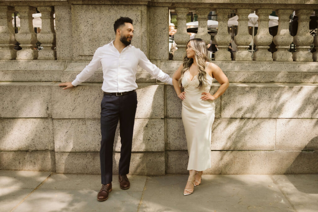 Spring engagement session in Bryant Park, NYC. Photo by OkCrowe Photography.