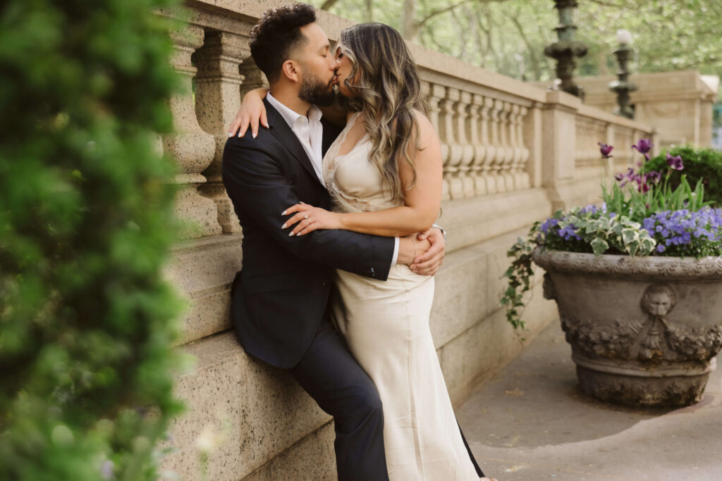 Spring engagement session in Bryant Park, NYC. Photo by OkCrowe Photography.