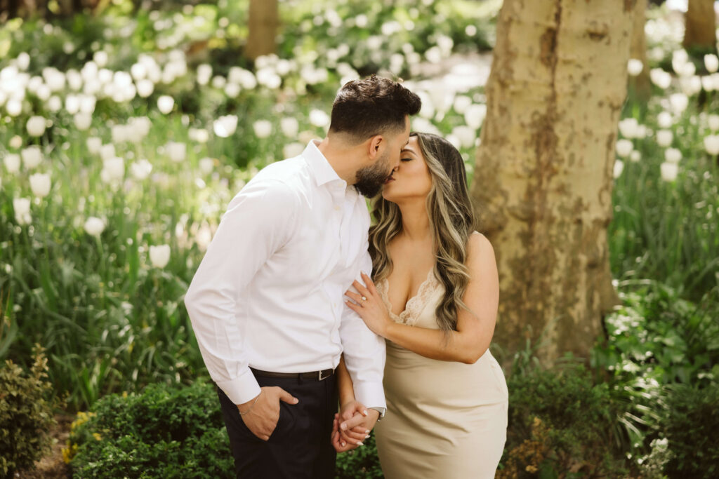 Spring engagement session in Bryant Park, NYC. Photo by OkCrowe Photography.