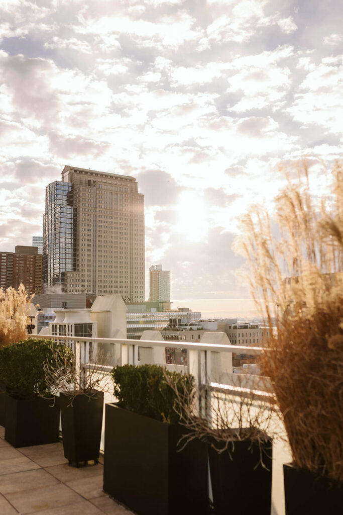 Wedding at the Tribeca Rooftop & 360 in New York City. Photo by OkCrowe Photography.