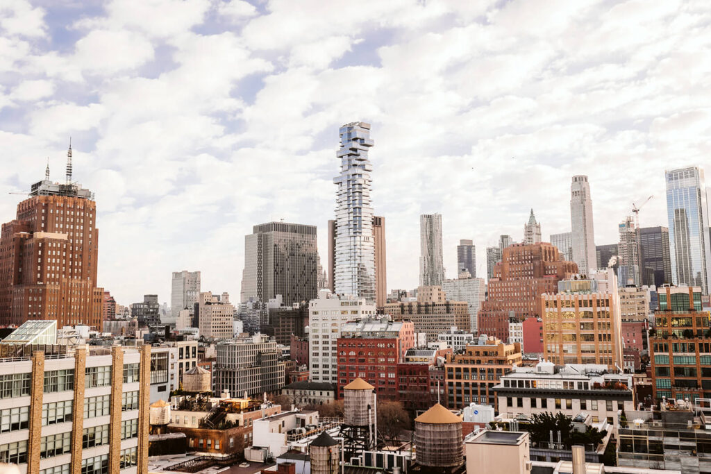Wedding at the Tribeca Rooftop & 360 in New York City. Photo by OkCrowe Photography.