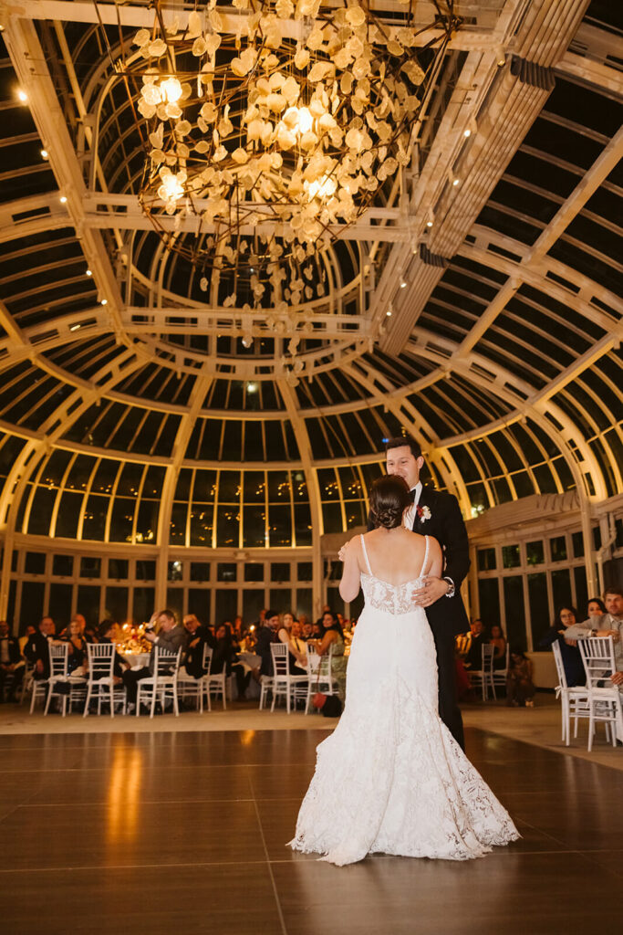 Wedding ceremony at the Brooklyn Botanic Garden in New York City. Photo by OkCrowe Photography.