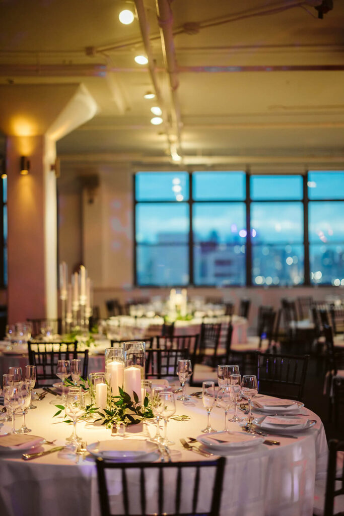 Wedding at the Tribeca Rooftop & 360 in New York City. Photo by OkCrowe Photography.