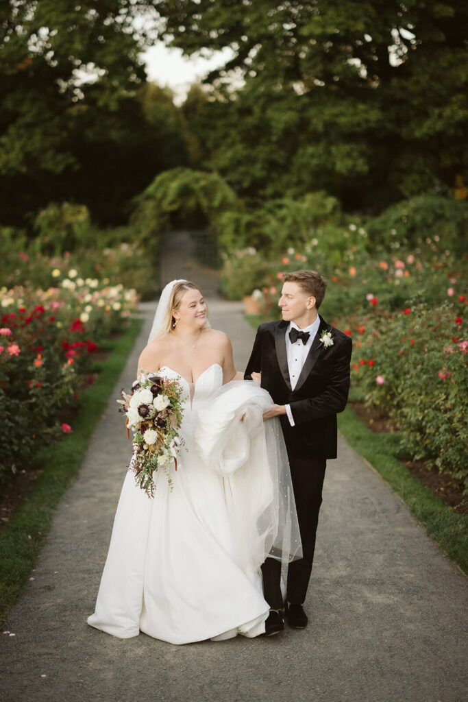 Newlywed portraits in the New York Botanical Gardens. Photo by OkCrowe Photography.