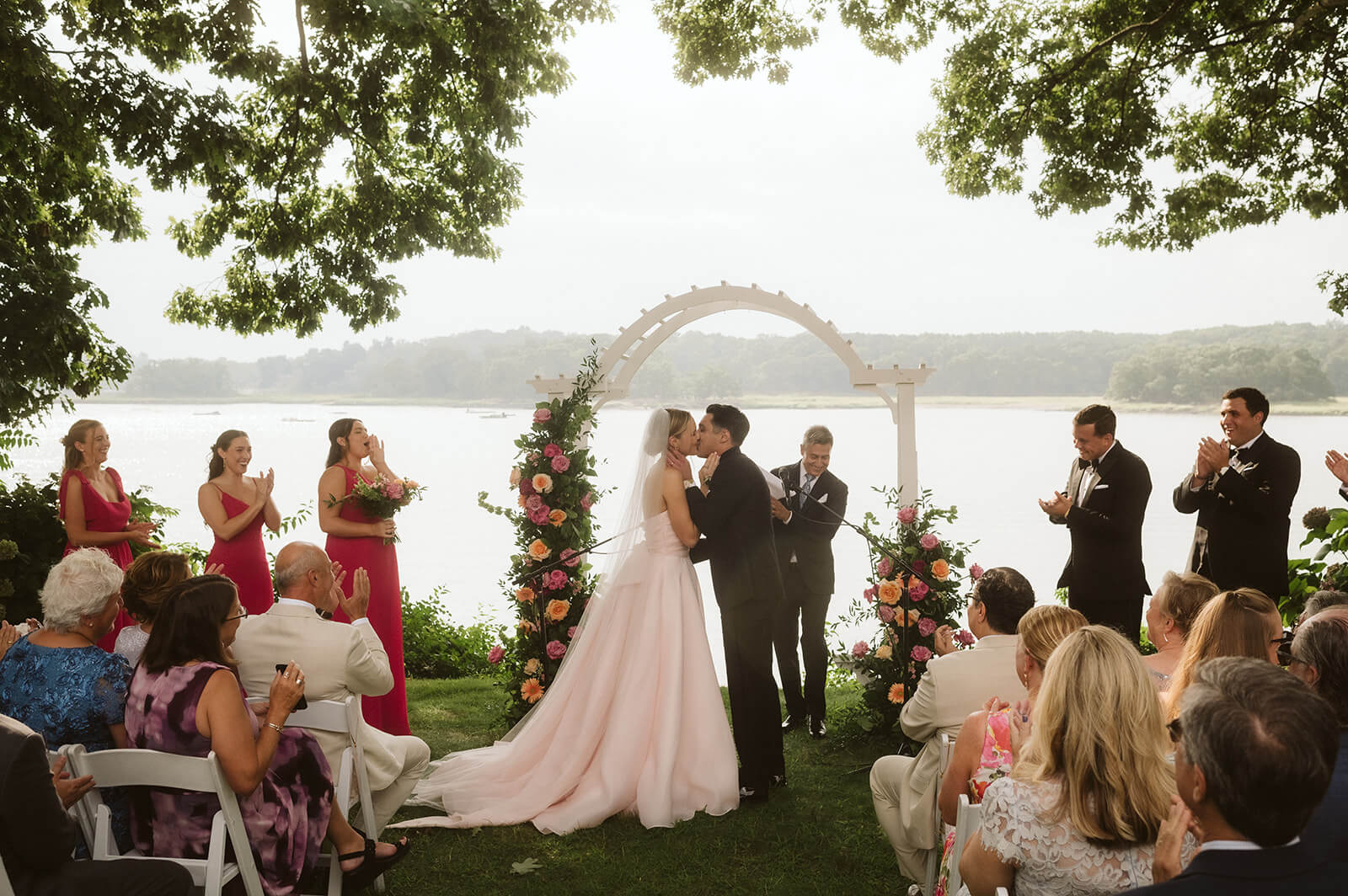 Waterfront ceremony at the Wainwright House in Rye, NY. Photo by OkCrowe Photography. 