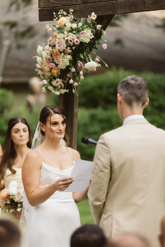 Wedding ceremony in Arrow Park's European-style garden. Photo by OkCrowe Photography.  