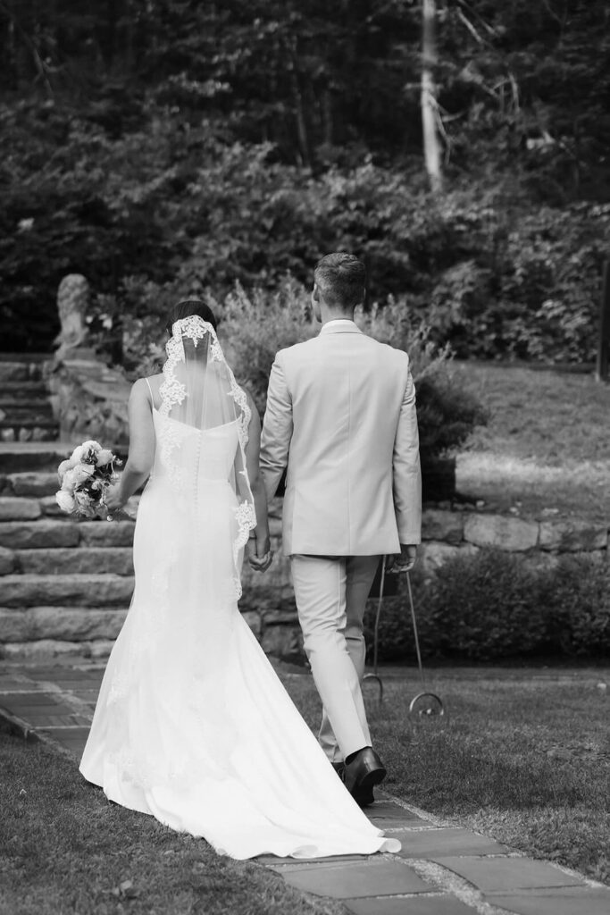 Wedding ceremony in Arrow Park's European-style garden. Photo by OkCrowe Photography.  