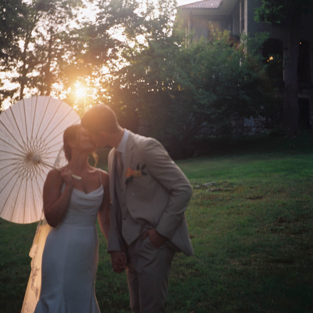 Vanity Fair-style newlyweds photoshoot in Arrow Park's European-style garden. Photo by OkCrowe Photography.  