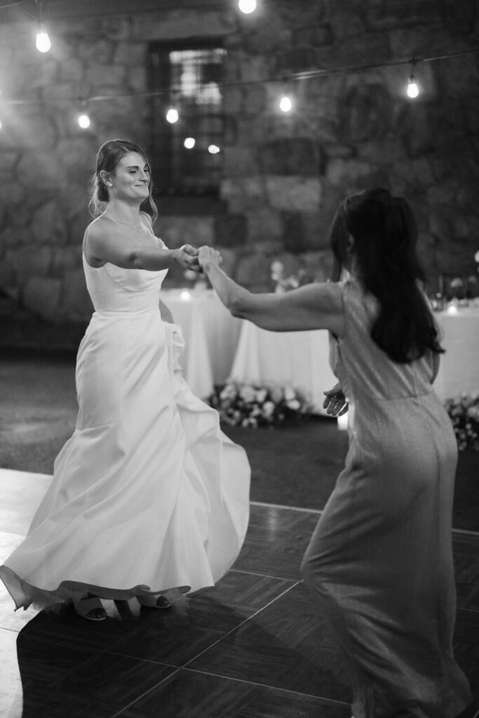 Wedding reception in the courtyard at Arrow Park. Photo by OkCrowe Photography.  