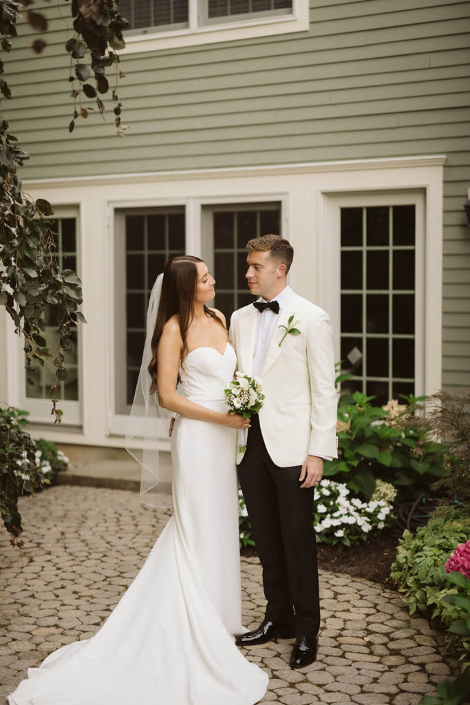 Newlywed photos around the bride's childhood home in Mahwah, NJ. Photo by OkCrowe Photography. 